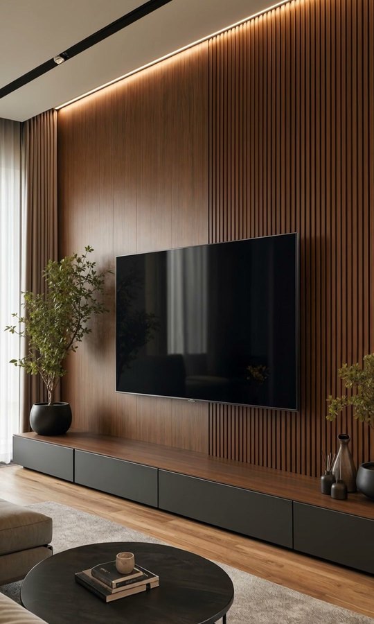Interyerda King Plast 3D panellari: mehmonxona va tv devori