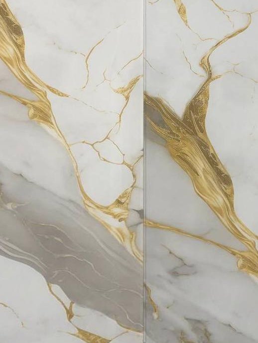 King Plast Dekorplast 40-229 PVX paneli — oltinli oq marmar, eni 40 sm